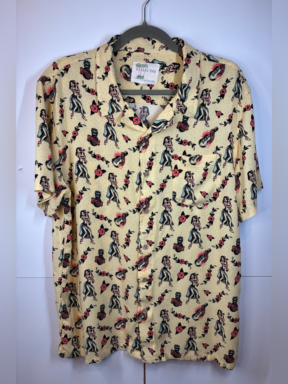 Kahuna Bay Hawaiian Aloha Shirt Men’s Button Front Short Sleeve Size XL